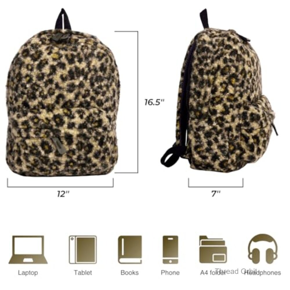 Fuzzy Cheetah Backpack Daypack Adjustable Strap L… - image 3